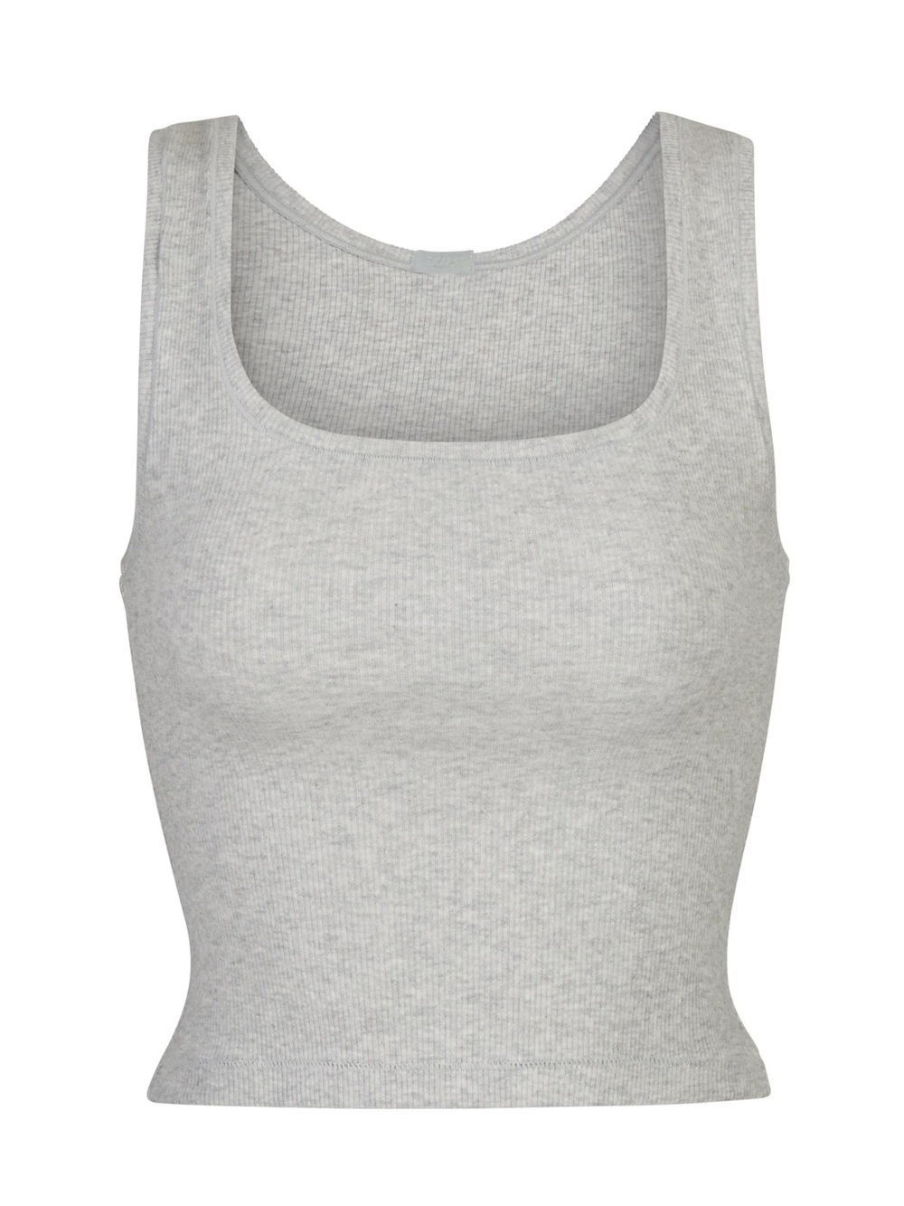 Skims Slightly Cropped Women’s Grey Ribbed Square-Neck Tank Top